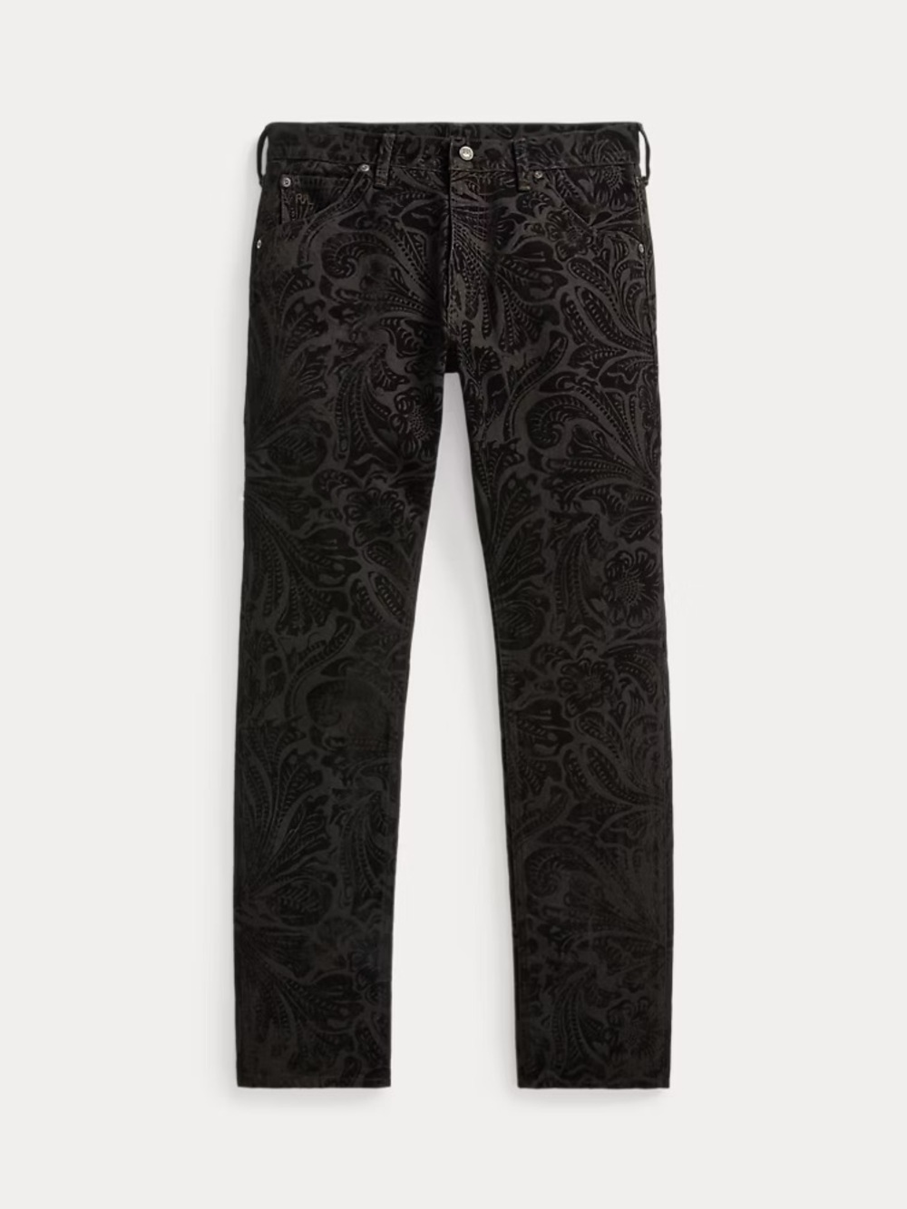Men’s Double RL Black Floral Embossed High Slim Jeans